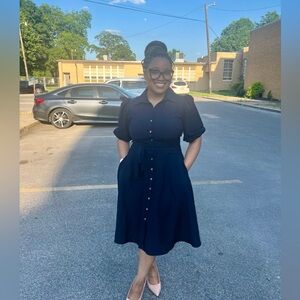 Elegant Navy Blue Midi Dress